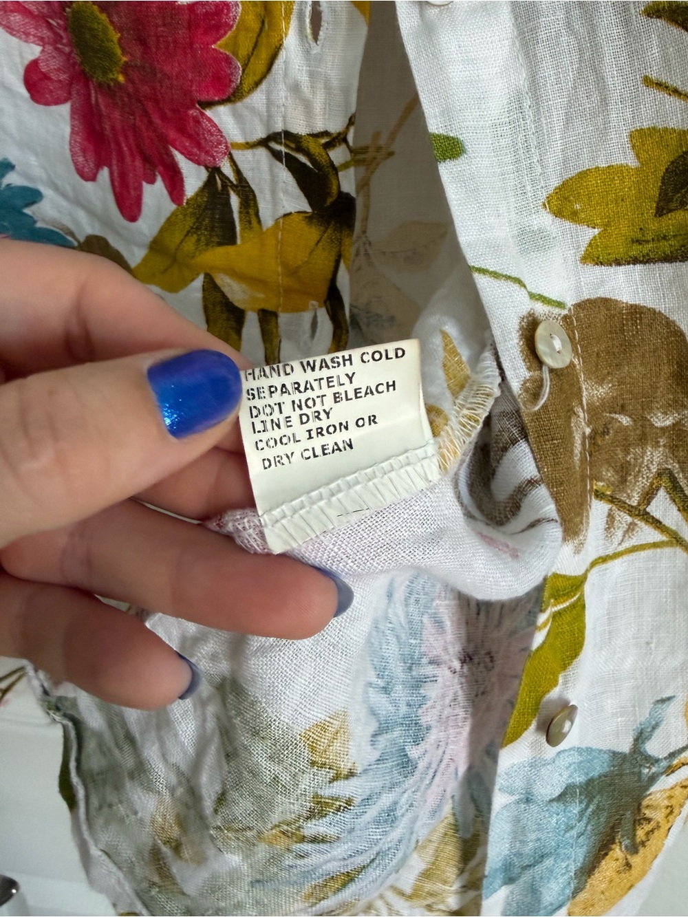 Sleeveless Linen Floral Button-Front Dress - Picture 5 of 10